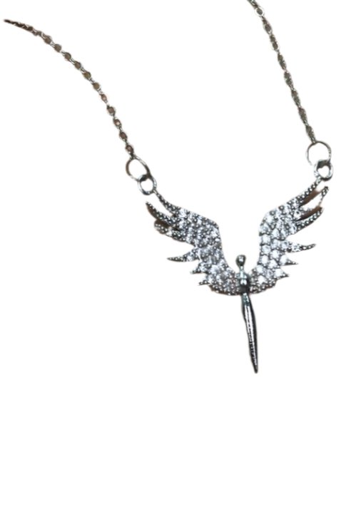 Taki | Silver Plated Zircon Stone Michael Angel Necklace