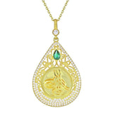 Taki | Silver Tugra Islamic Motivated Necklace Gold Plated with Stone Chain