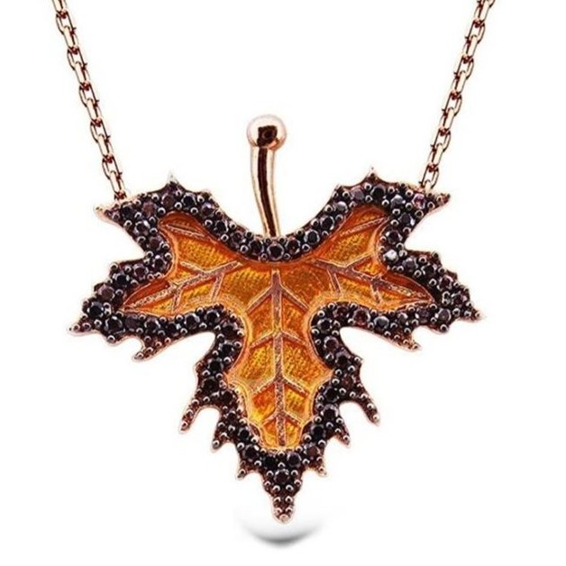 Taki | Sycamore Leaf Women's Silver Leaf Necklace with Sycamore Leaf Stone