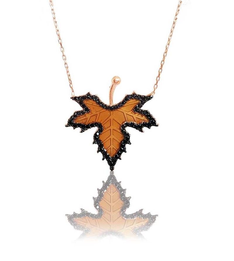 Taki | Sycamore Leaf Women's Silver Leaf Necklace with Sycamore Leaf Stone