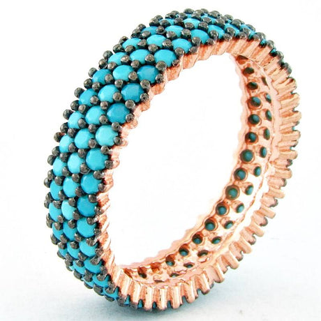 Taki | Three Row Turquoise Ladies Silver Ring