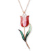 Taki | Tulip Silver Necklace Red Enamel Green Stone