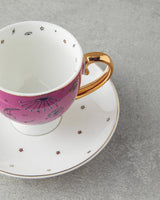 Premium New Bone China Coffee Cup Set 4 Piece 100ml Pink