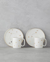 Luxury Bone Porcelain Coffee Cup Set - 4 Piece Gold Accent Design