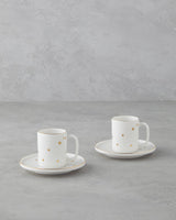 Luxury Bone Porcelain Coffee Cup Set   4 Piece Gold Accent Design