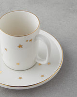 Luxury Bone Porcelain Coffee Cup Set   4 Piece Gold Accent Design