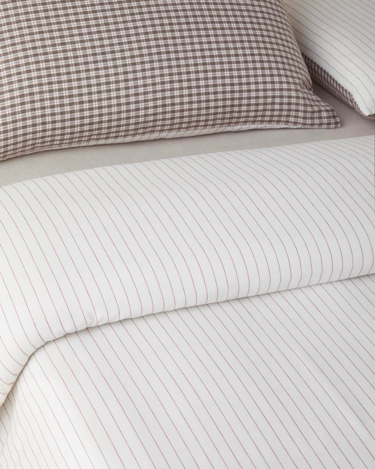 Ensemble haut de gamme pour housse de couette simple, motif Tattersall à carreaux, en tissu à fils teints, avec drap-housse