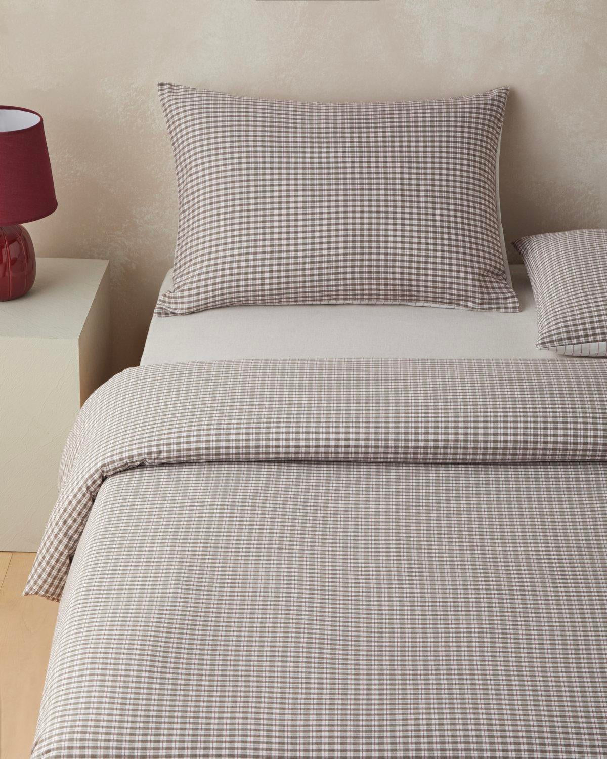 Ensemble haut de gamme pour housse de couette simple, motif Tattersall à carreaux, en tissu à fils teints, avec drap-housse