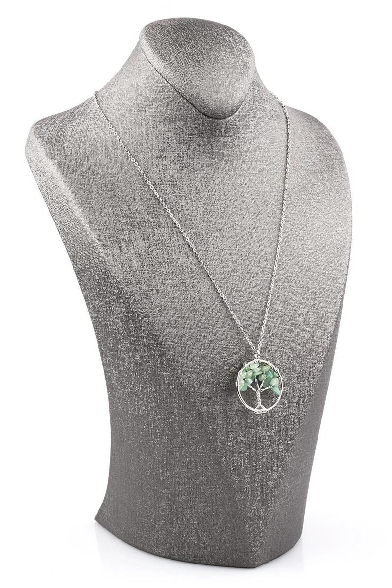 TD | 7 Chakra Tree of Life Natural Stone Necklace with Metal Chain