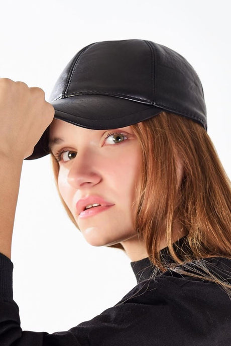 TD | Black Leather Baseball Cap - Unisex Winter Hat