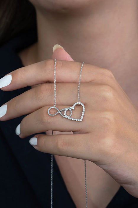 TD | Heart Attached to Eternal Love Silver Heart Necklace Valentine Gift