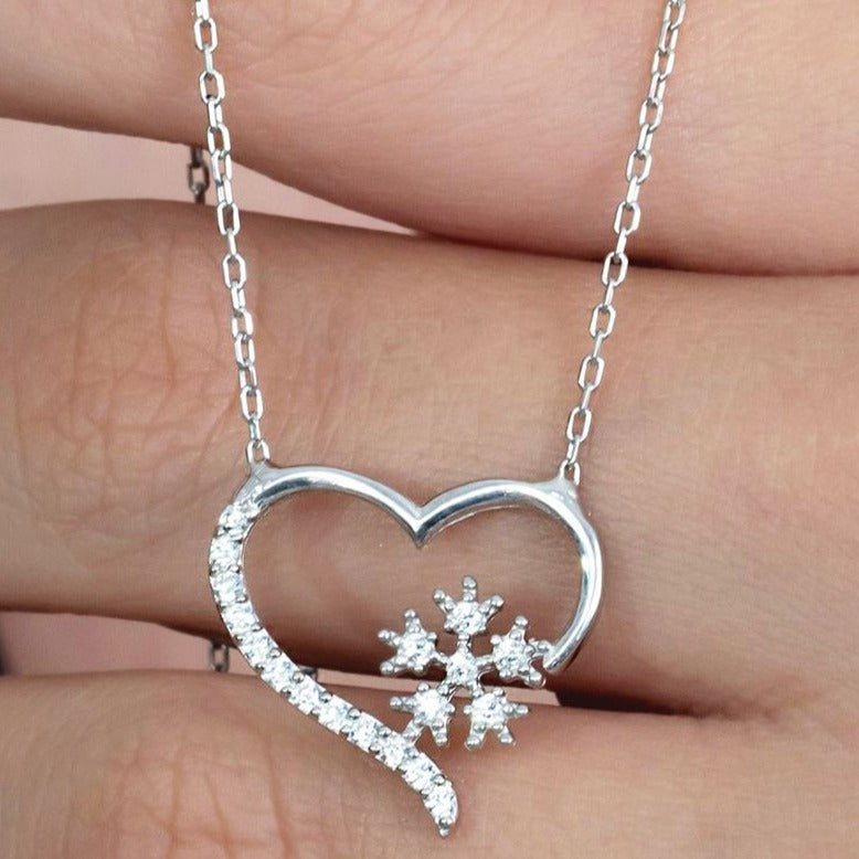 TD | Heart Snowflake Women Silver Necklace Valentine Gift