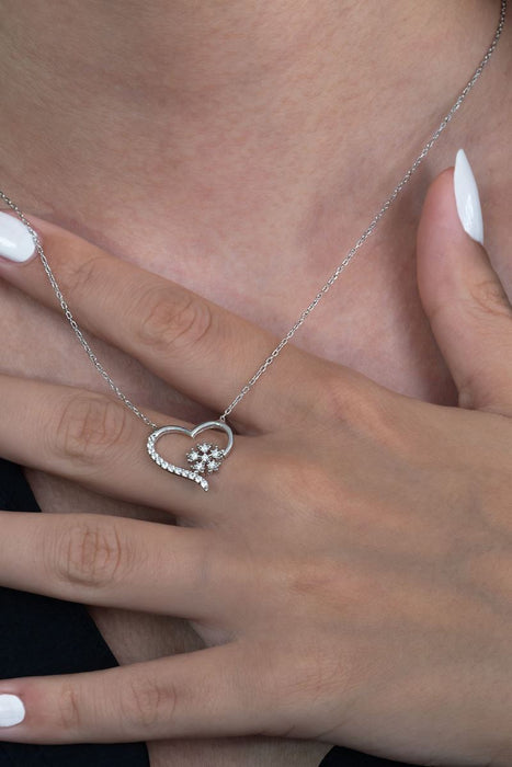 TD | Heart Snowflake Women Silver Necklace Valentine Gift