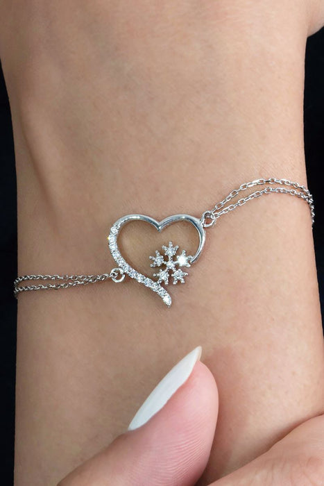 TD | Heart with Snowflake Silver Bracelet Valentine Gift