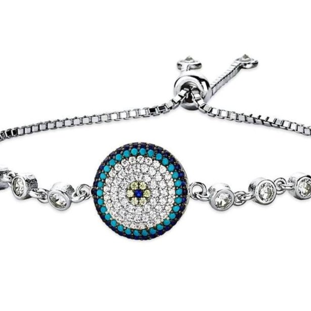 TD | Nazar Beaded Silver Bracelet with Turquoise Stone