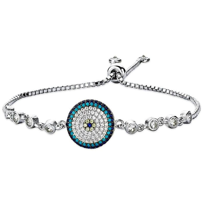 TD | Nazar Beaded Silver Bracelet with Turquoise Stone