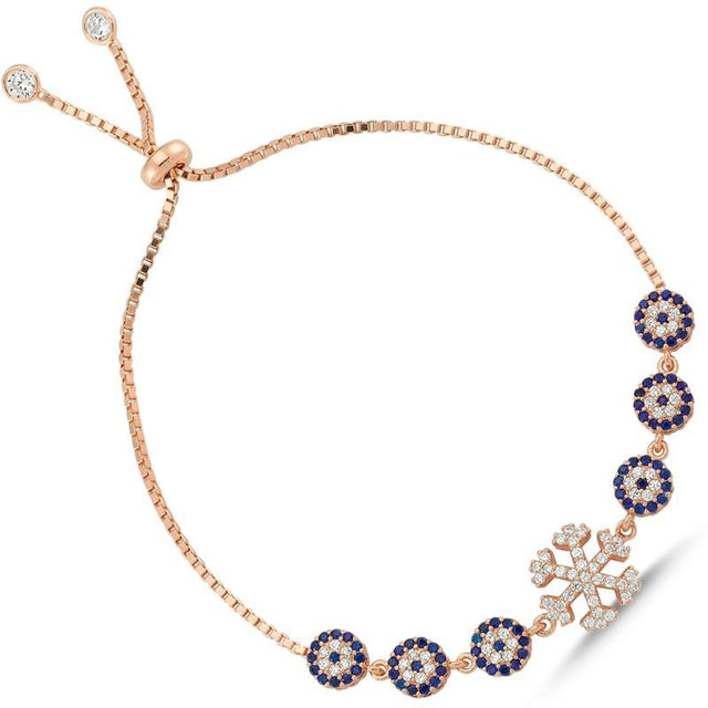 TD | Nazar Beaded Snowflake Silver Bracelet