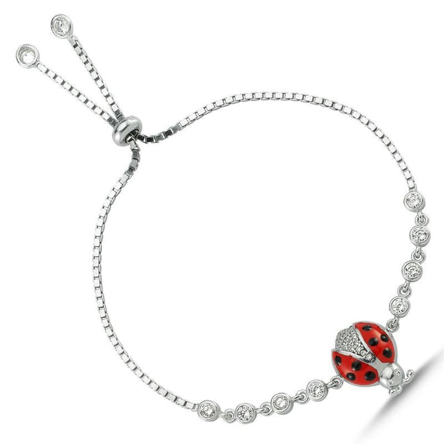 TD | Silver Bracelet with Ladybug and Stones