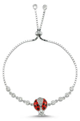 TD | Silver Bracelet with Ladybug and Stones