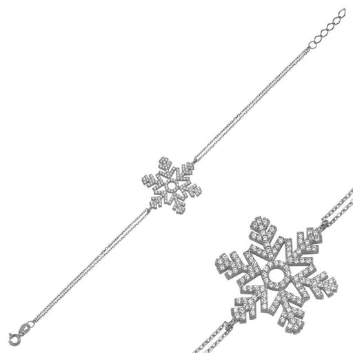 TD | Silver Bracelet with Snowflake Stone 5 Colors Large Size