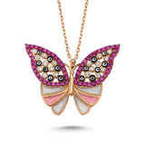 TD | Silver Butterfly Necklace with Enamel Stone 3 Colors