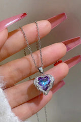 TD | Silver Color Heart of the Ocean with Purple Stone Women's Stainless Steel Necklace