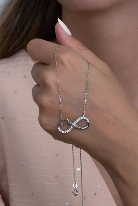 TD | Silver Heart Infinity Necklace Eternal Love Necklace Valentine Gift