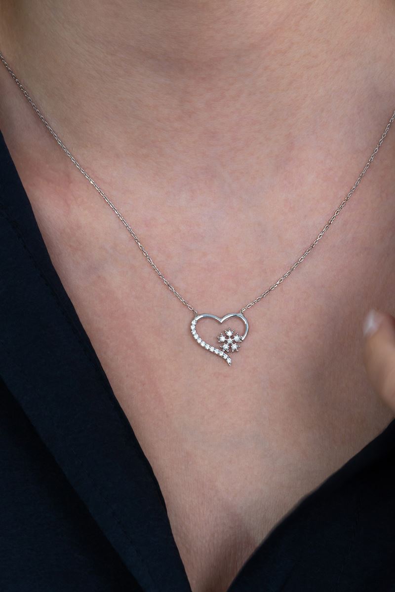 TD | Silver Heart Snowflake Women Necklace Valentine Gift