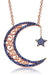 TD | Silver Moon and Star Necklace Navy Blue Stone Valentine Gift