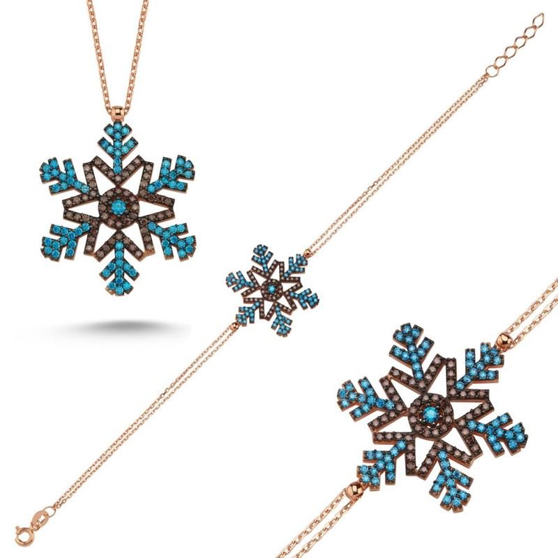 Stone Snowflake Silver factory Necklace