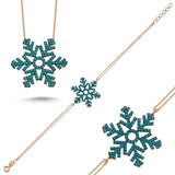 TD | Silver Necklace and Bracelet Set with Snowflake Stone 5 Colors