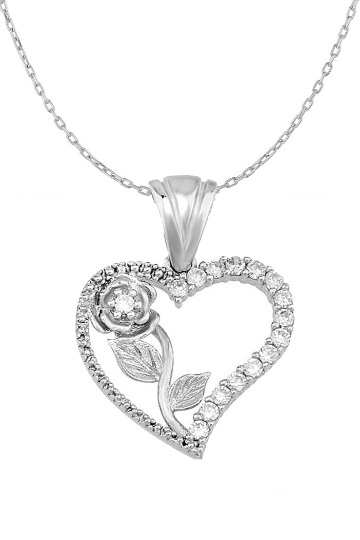 Taki | Silver Necklace with Rose of My Heart Stone, Valentine's