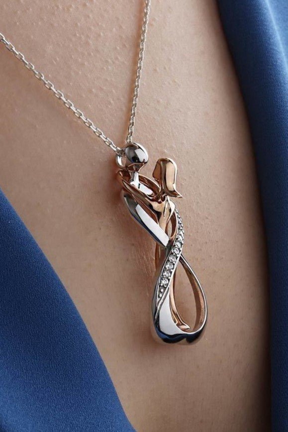 TD | Silver Original Infinity Cuddling Couple Necklace with Stones