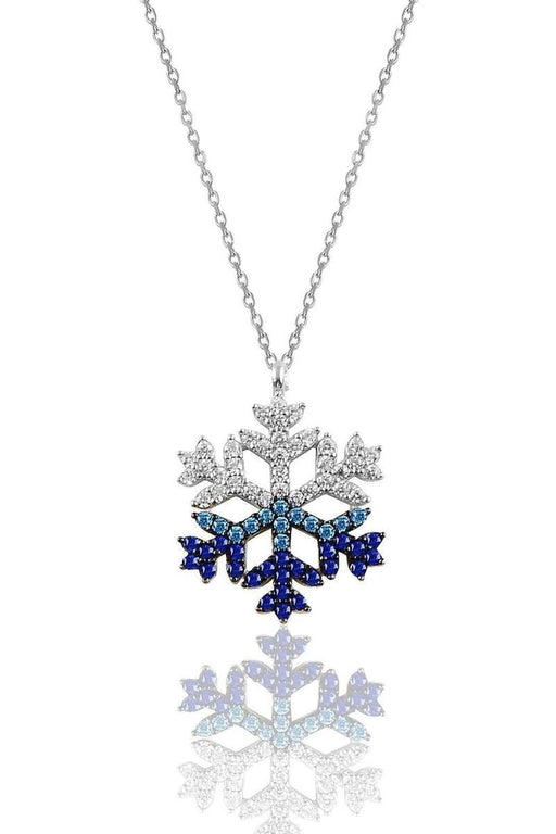 TD | Silver Plated Transitive Colorful Stone Snowflake Necklace