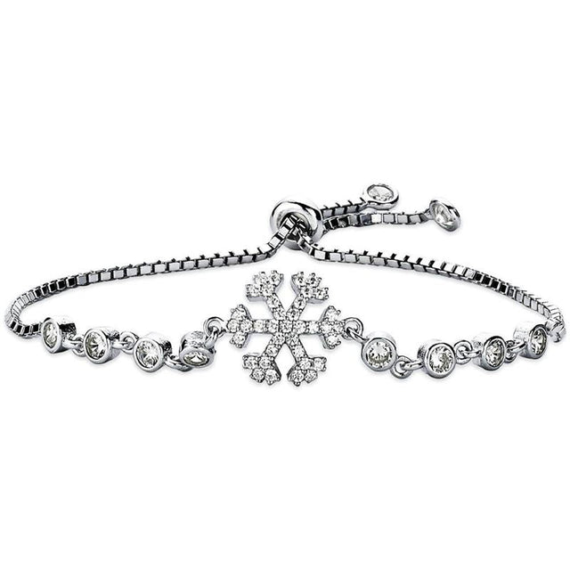 Bracciale rigido con fiocco di neve in argento sterling Bracciale rigido con fiocco di neve in argento sterling