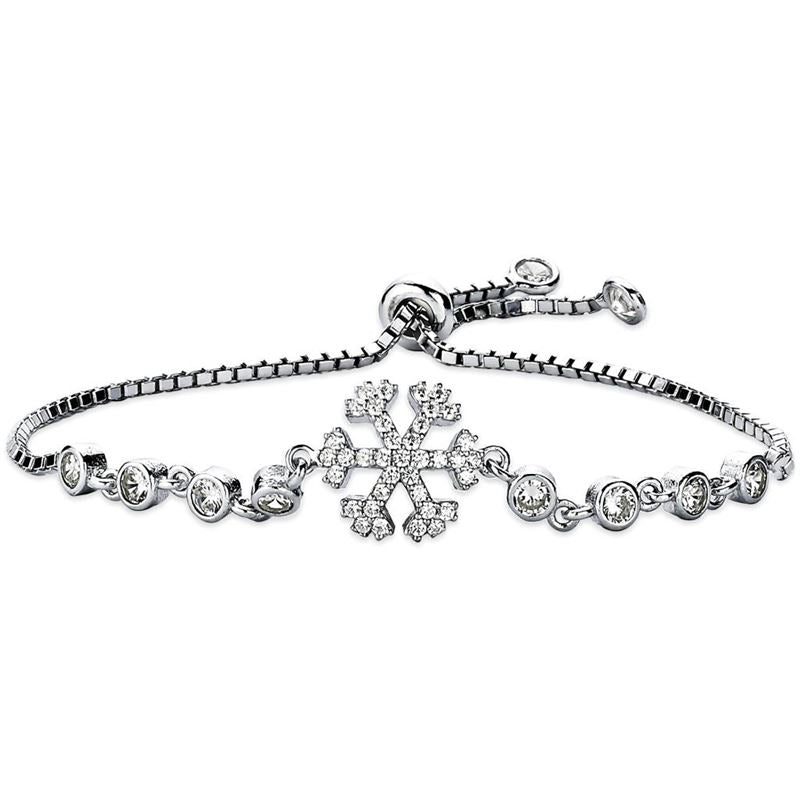 TD | Snowflake Silver Bracelet with Stones and Flexible Lock