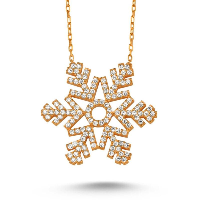 Taki | Snowflake Stone Silver Necklace 5 Colors Large Size - TryAladdin