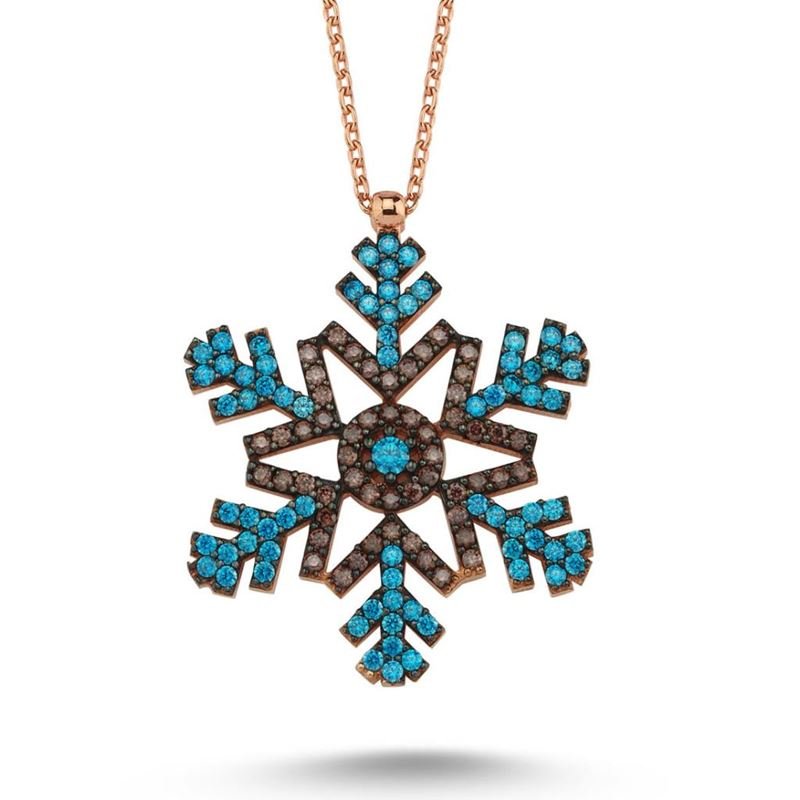 Taki | Snowflake Stone Silver Necklace 5 Colors Large Size - TryAladdin