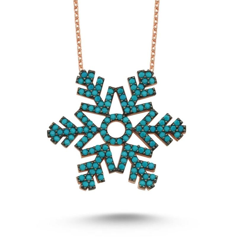 Taki | Snowflake Stone Silver Necklace 5 Colors Large Size - TryAladdin