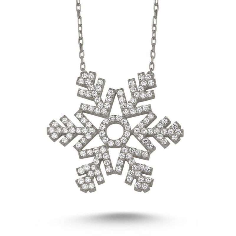 Taki | Snowflake Stone Silver Necklace 5 Colors Large Size - TryAladdin