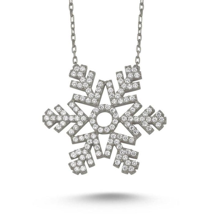 TD | Snowflake Stone Silver Necklace 5 Colors Large Size