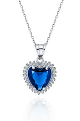 TD | Titanic Heart of the Ocean v2 Navy Blue Sapphire Silver Necklace