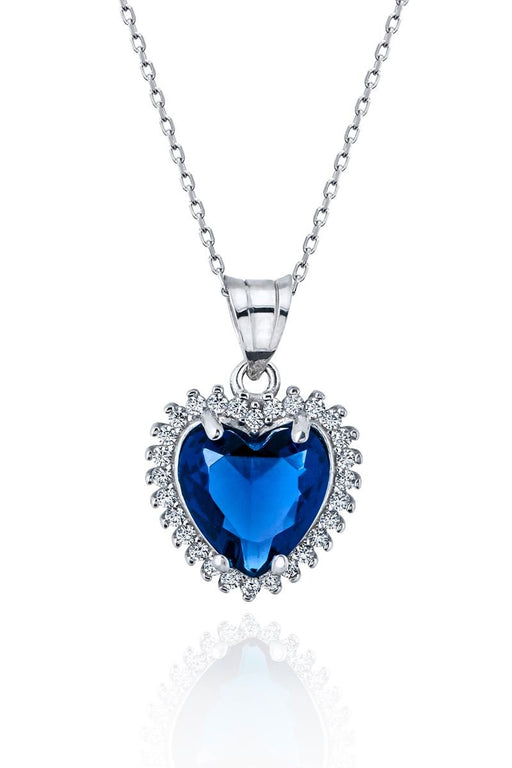 TD | Titanic Heart of the Ocean v2 Navy Blue Sapphire Silver Necklace