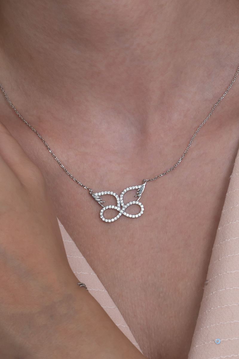 TD | Winged Infinity Women's Silver Necklace Valentine Gift for Wife or Mother