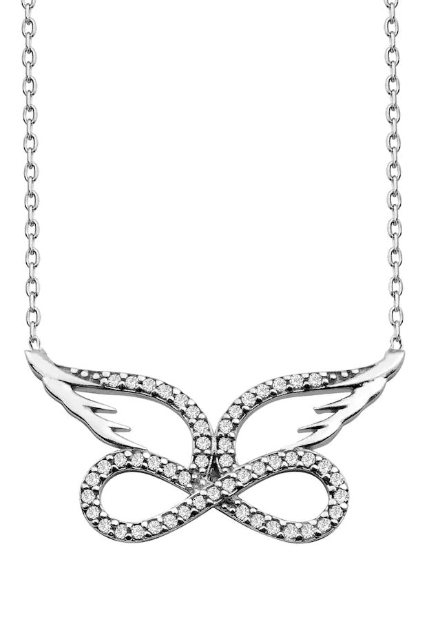 TD | Winged Infinity Women's Silver Necklace Valentine Gift for Wife or Mother