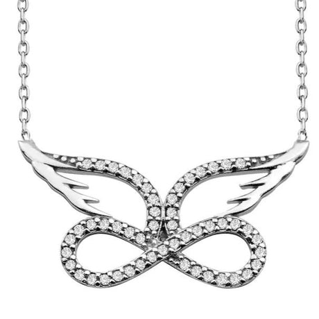 TD | Winged Infinity Women's Silver Necklace Valentine Gift for Wife or Mother