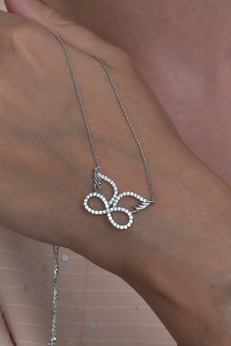 TD | Winged Infinity Women's Silver Necklace Valentine Gift for Wife or Mother