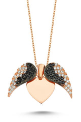 TD | Wings of Love Ladies Silver Heart Necklace