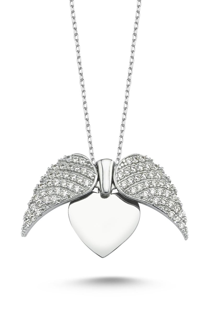 TD | Wings of Love Ladies Silver Heart Necklace