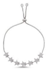 TD | Zircon Stone Stars Silver Bracelet with Fexible Lock